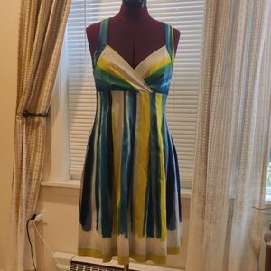 Calvin Klein Blue and Yellow Striped  Dress